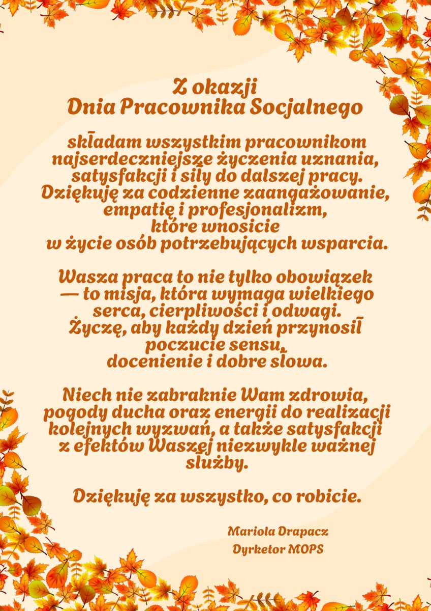 Życzenia Dzień Pracownika Socjalnego